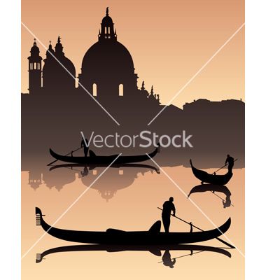 380x400 Venetian Gondola Silhouette Vector