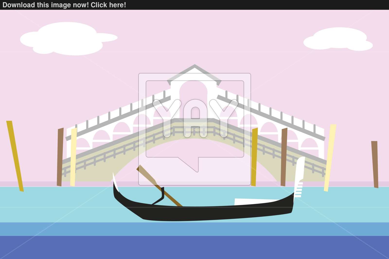 1600x1067 Venice City Colorful Flat Style Vector Illustration Cityscape