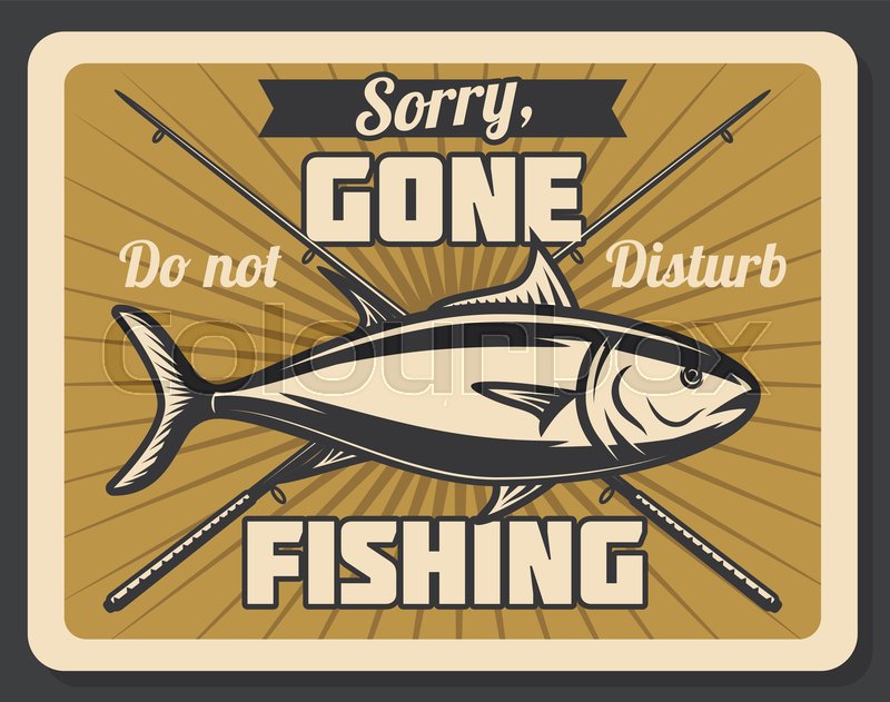 800x631 Gone Fishing Retro Banner With Fish Stock Vector Colourbox