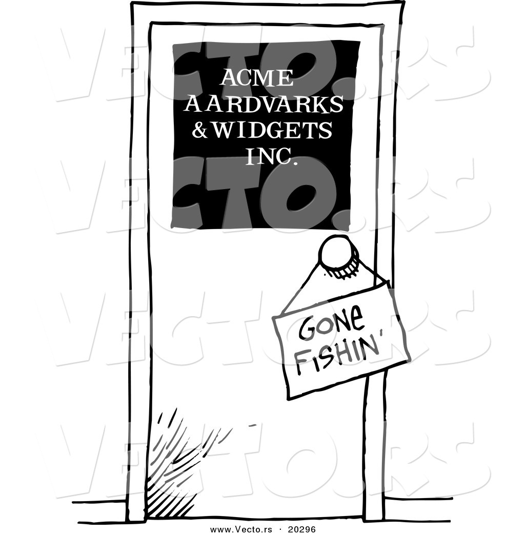 1024x1044 Vector Of A Cartoon Gone Fishing Sign On A Door