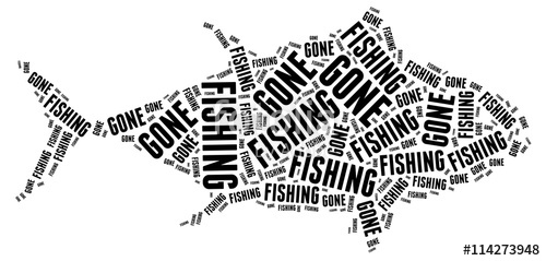 500x239 Gone Fishing Fish Angling Icon Sign Symbol Text Silhouette Wordart