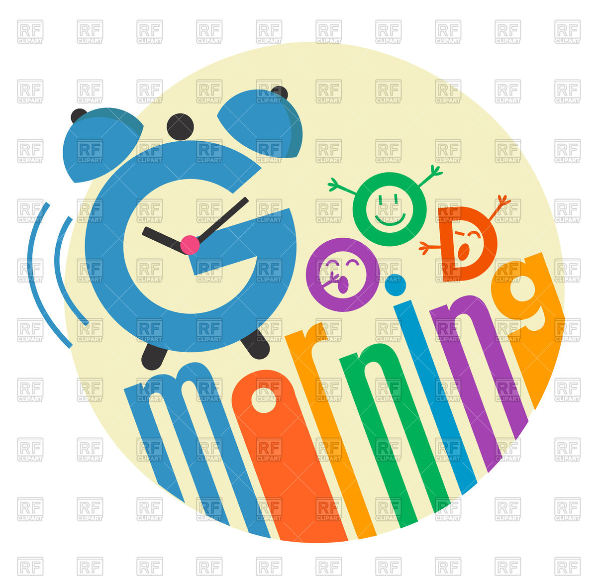 1200x1158 Inscription Good Morning With Alarm Clock Vector Image Of Fonts