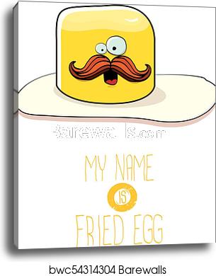 305x390 Vector Funny Cartoon Cute Fried Egg Character Isolated On White