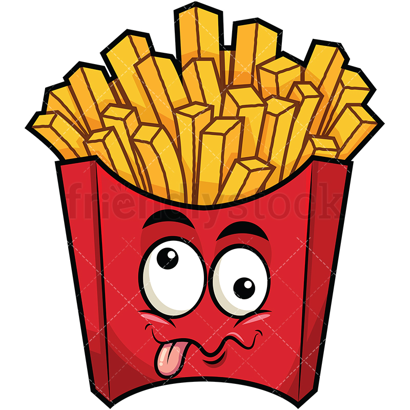 Goofy Crazy Eyes French Fries Emoji Cartoon Vector Clipart 800x800 Goofy Crazy Eyes French Fries Emoji Cartoon Vector Clipart