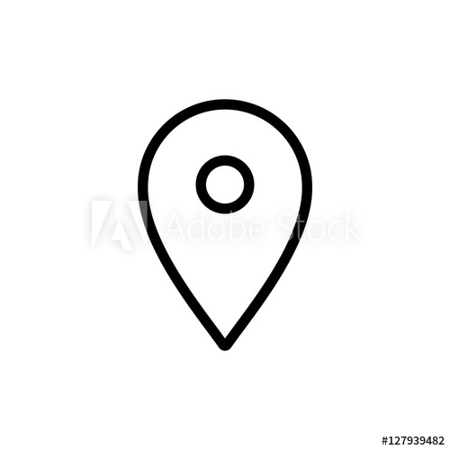 500x500 Thin Line Google Map, Pin Point, Location Icon On White Backgrou