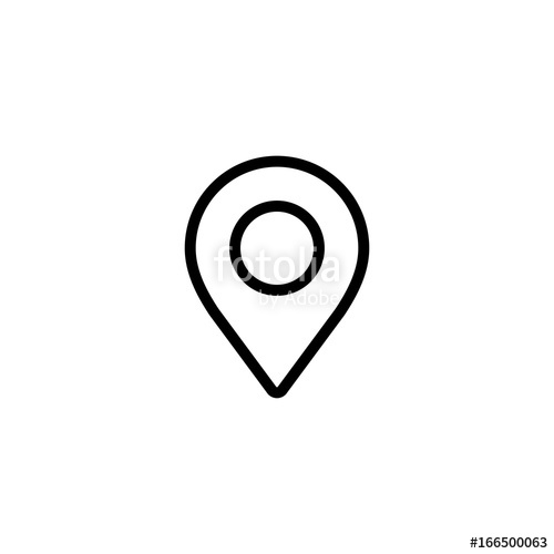 500x500 Thin Line Google Map, Pin Point, Location Icon On White Background