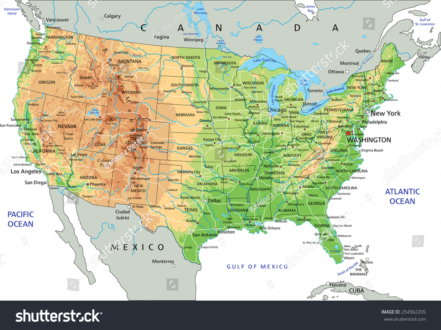 1500x1123 Google Maps States Of America Stock Vector High Detailed United
