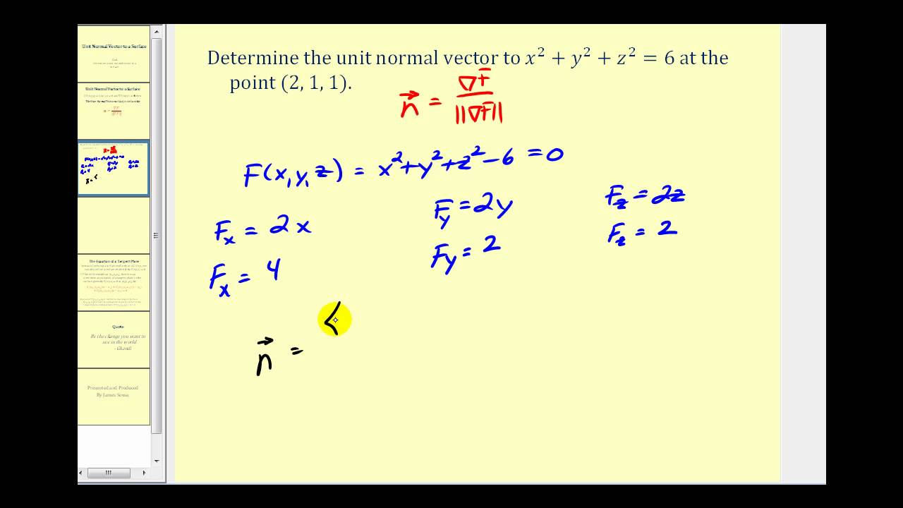 Determining A Unit Normal Vector To A Surface 1280x720 Determining A Unit Normal Vector To A Surface