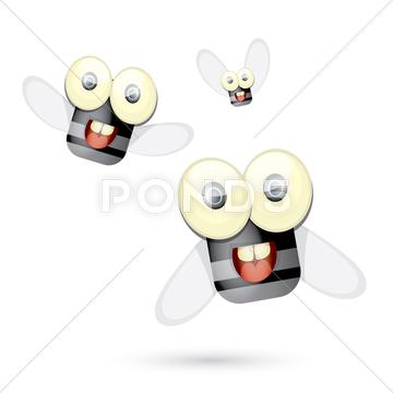 360x360 Cartoon Cute Bright Fly Insect With Big Googly Eyes