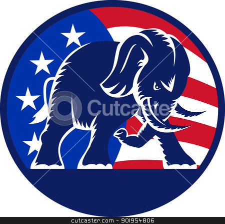 450x447 Republican Elephant Mascot Usa Flag Stock Vector