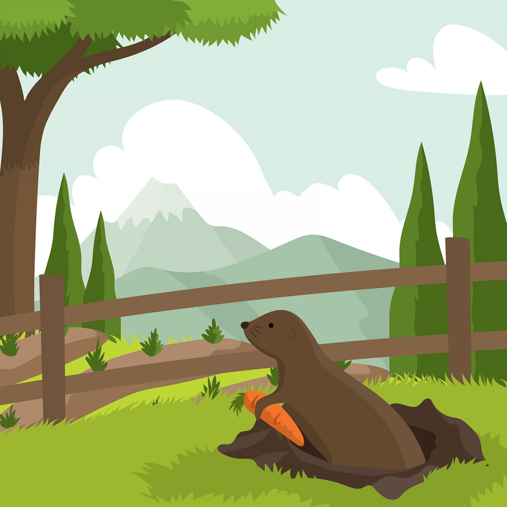 1680x1680 Gopher At Carrot Field Free Vector Catchsplace