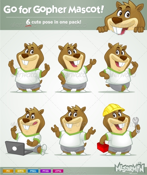 590x700 Gopher Vector Characters From Graphicriver