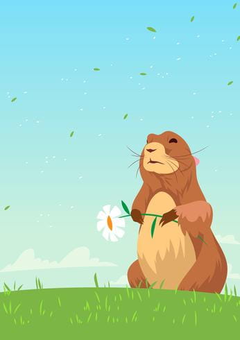 346x490 Springtime Gopher With Flower Vector Free Graphics