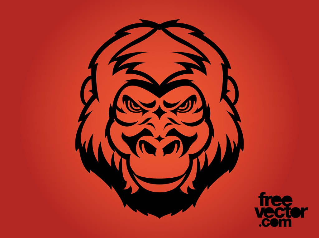 1024x765 Angry Gorilla Face Vector Art Graphics