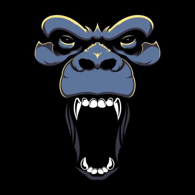626x626 Hand Drawn Illustration Of Angry Gorilla Face Vector Premium