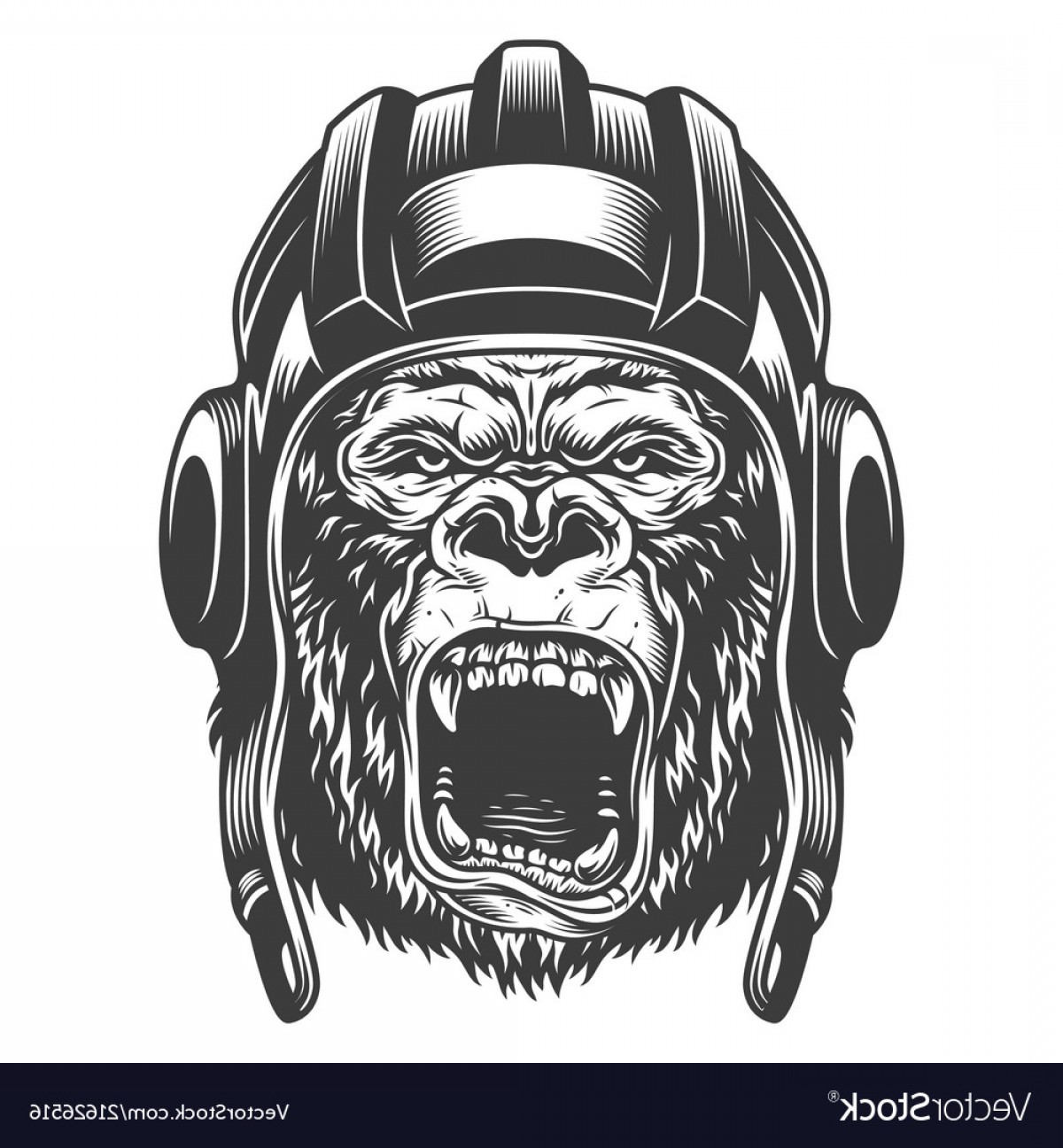 1200x1296 Angry Gorilla In Monochrome Style Vector Soidergi
