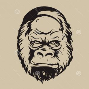 300x300 Stock Illustration Graphic Print Silhouette Gorilla Face Vector