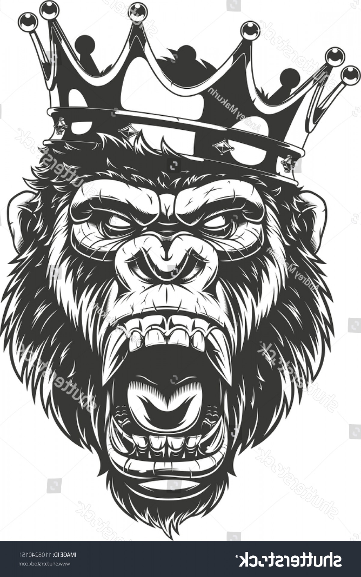 1202x1920 Vector Illustration Ferocious Gorilla Head On Soidergi