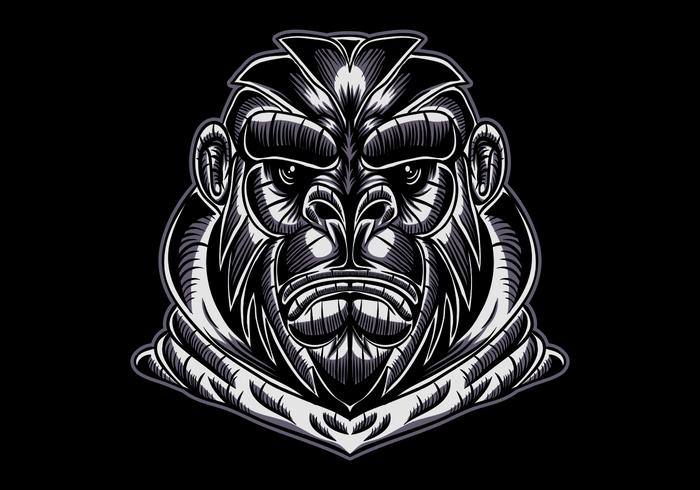 700x490 Gorilla Face Vector Illustration