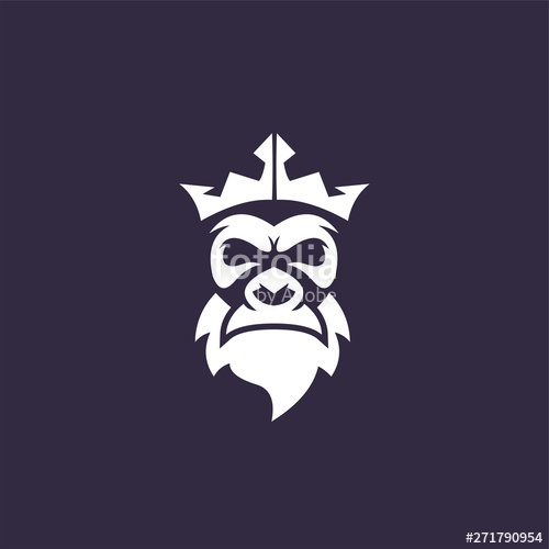 500x500 Old King Bearded Monkey Gorilla Face Vector Logo Design Stock