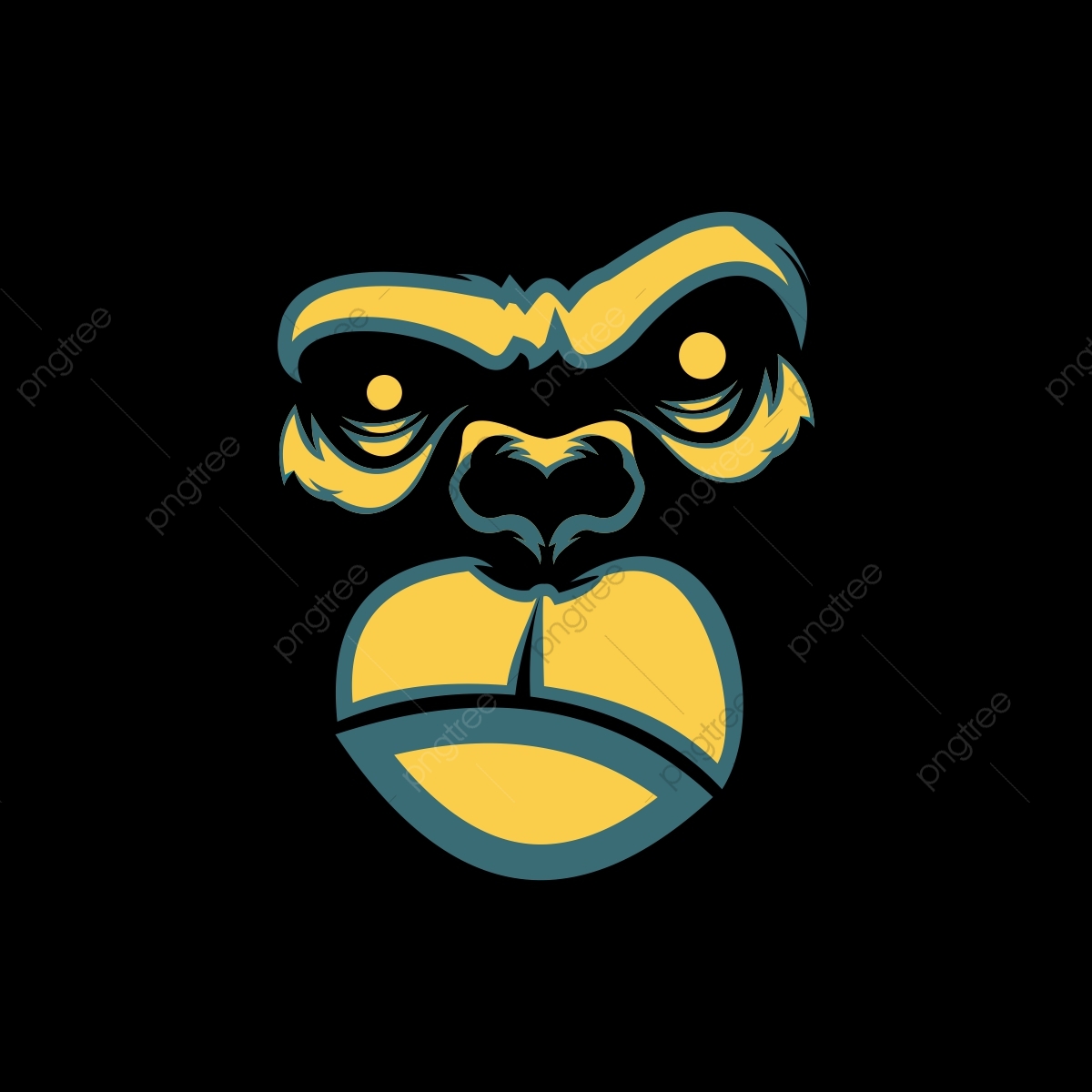 1200x1200 Gorilla Face Design, Line, Scared, Colors Png And Vector