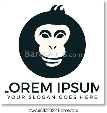 362x382 Gorilla Head Vector Logo Design, Art Print Barewalls Posters