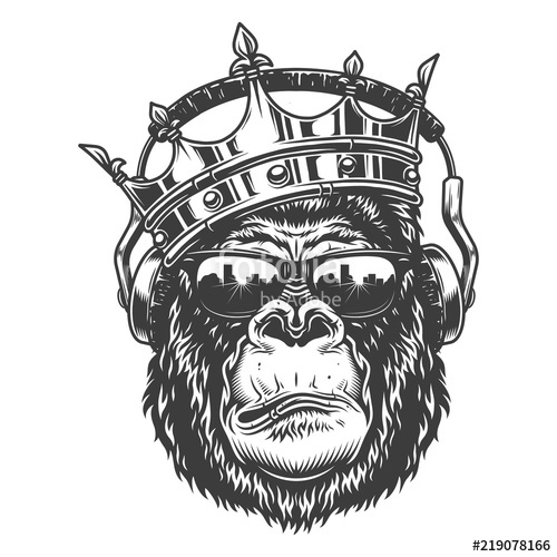 500x500 Gorilla Head In Monochrome Style Stock Image And Royalty Free