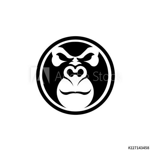 500x500 Gorilla Head Vector, Monkey Head Vector, Ape Face Logo