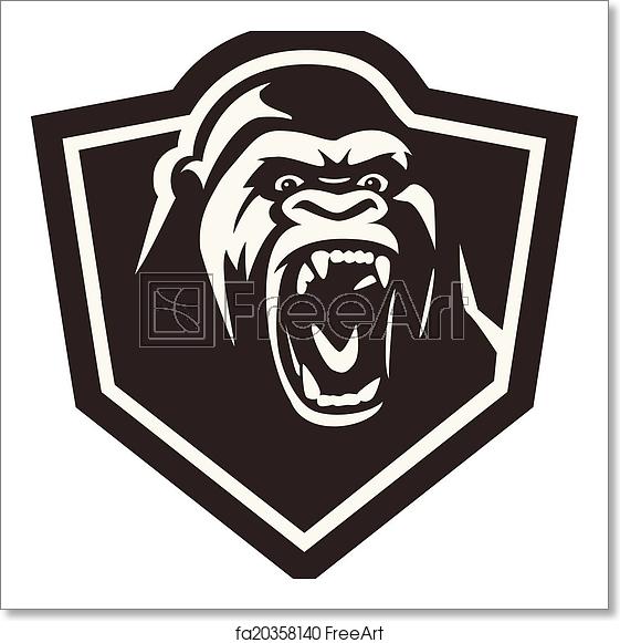 561x581 Free Art Print Of Gorilla Head Vector Illustration Wild Animal