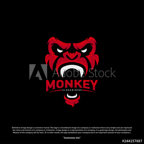 500x500 Monkey Gorilla Esport Gaming Mascot Logo Template Vector Modern