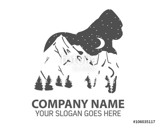 500x400 Night Gorilla Silhouette Logo Icon Vector Stock Image And Royalty