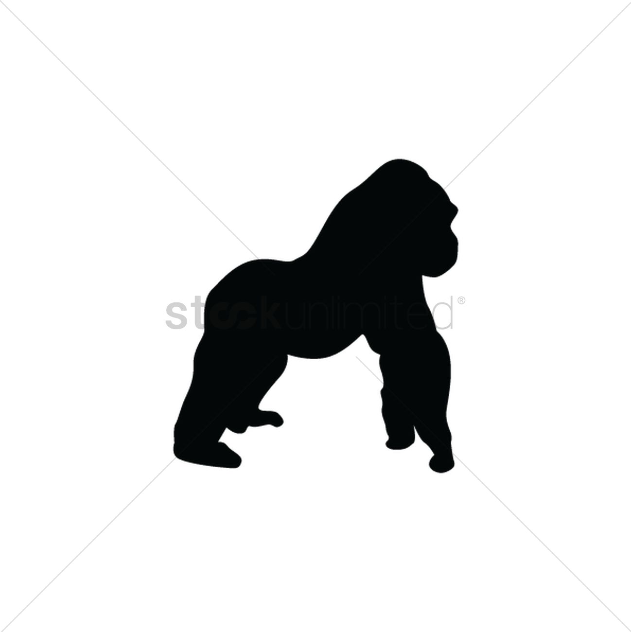 1298x1300 Silhouette Of Gorilla Vector Image