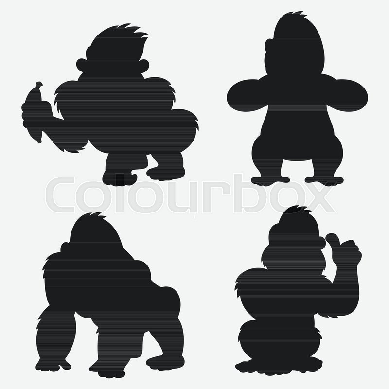 800x800 Vector Illustration Of Set Of Gorilla Stock Vector Colourbox