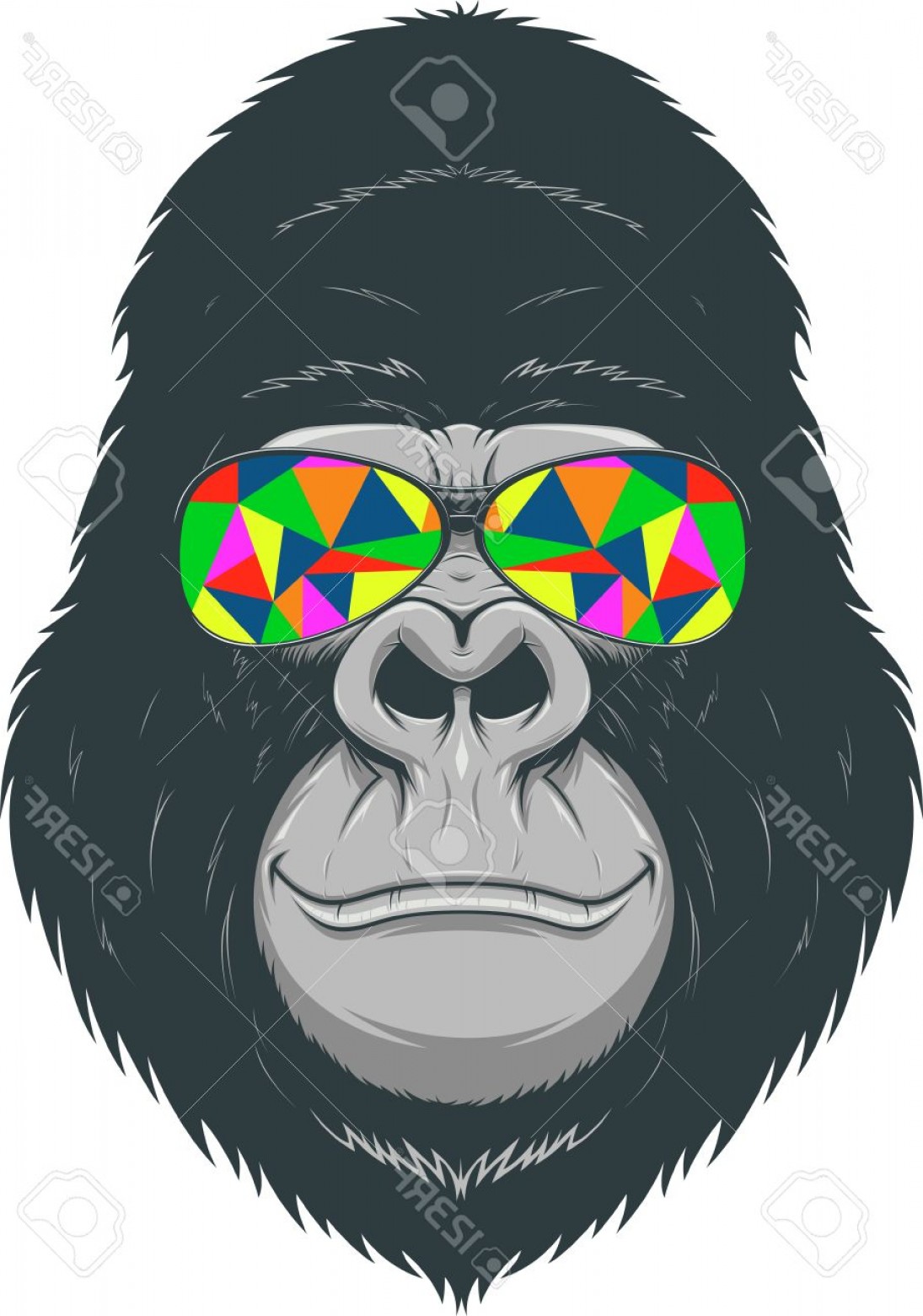1095x1560 Photostock Vector Illustration Funny Gorilla With Colored Glasses