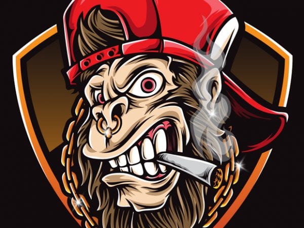 600x450 Smoke Gorilla T Shirt Template Vector