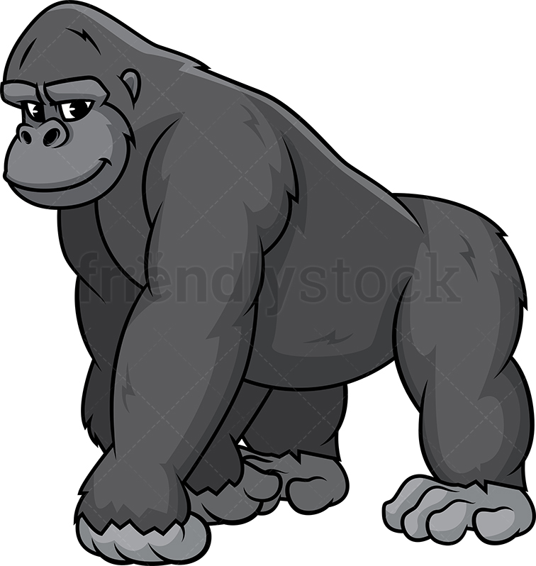 756x798 Wild Gorilla Cartoon Clipart Vector