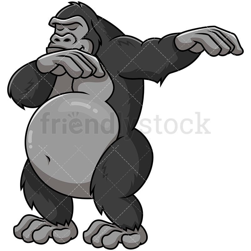 800x800 Dabbing Gorilla Cartoon Vector Clipart