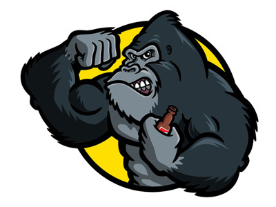 400x300 Gorilla Bodybuilder Cartoon Character Vector Art