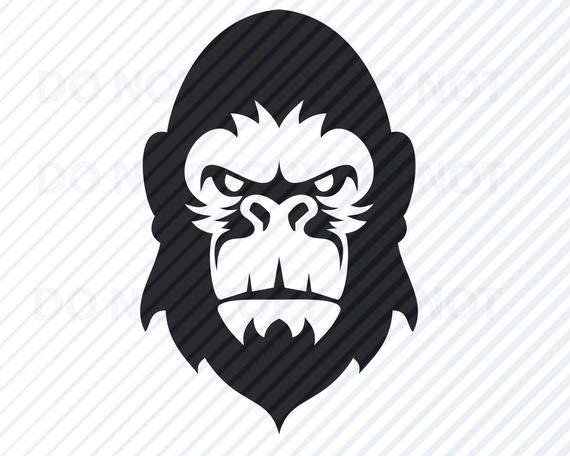 570x456 Gorilla Head Clipart Ape Clip Art Silhouette Etsy