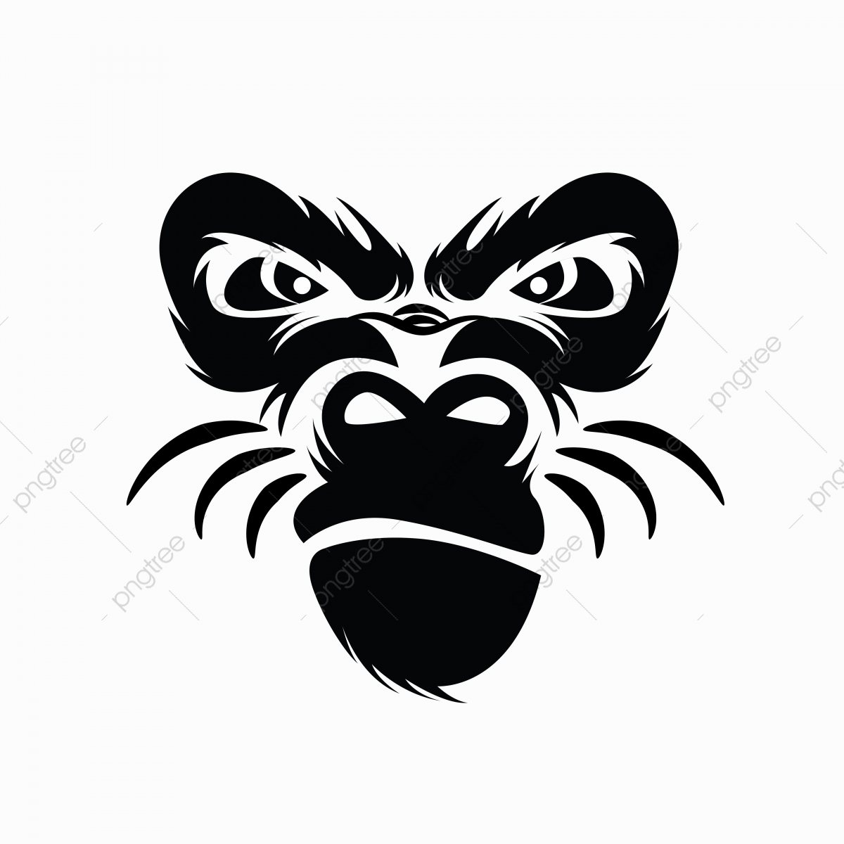 1200x1200 Gorilla Head Vector Illustration, Gorilla, Vector, Animal Png