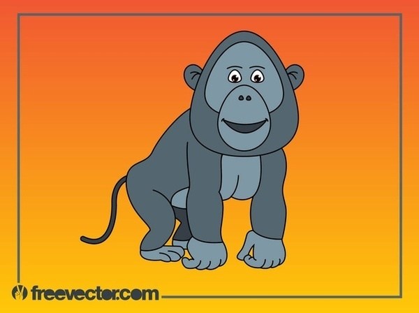 600x448 Cartoon Gorilla Free Vector