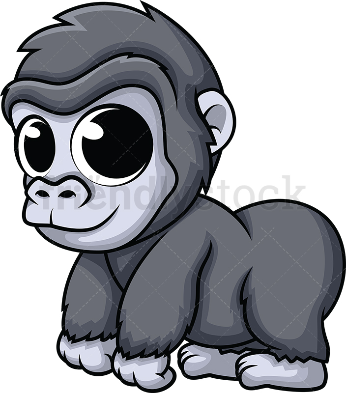 704x800 Cute Baby Gorilla Cartoon Vector Clipart
