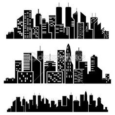 236x236 Gotham City Skyline Outline Vector Cities Silhouette Library