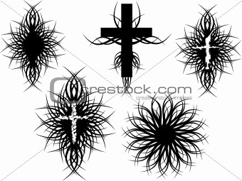 340x255 Image Vector Celtic Gothic Crosses Outlines White