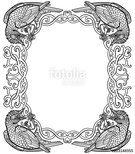439x500 Vector Illustration Of Ravens Gothic Celtic Knot Frame Black