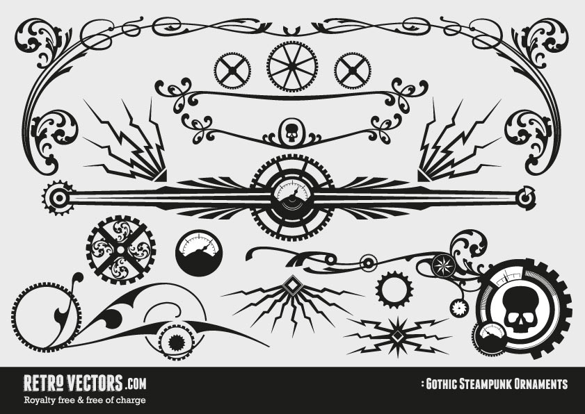 841x596 Free Gothic Steampunk Ornaments Vintage Vectors Royalty Free