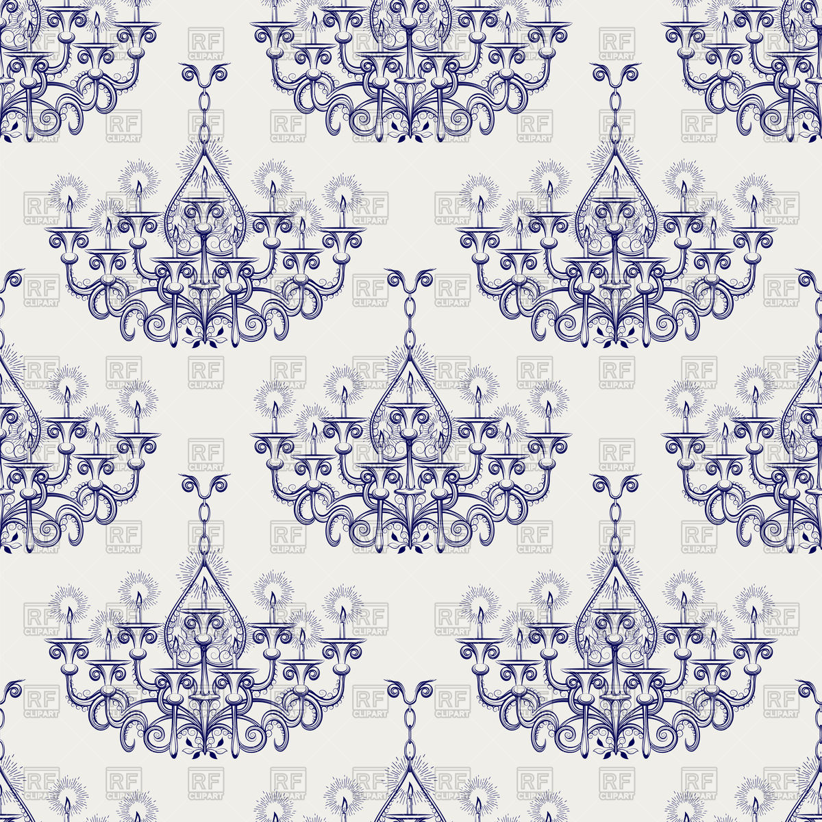 1200x1200 Antique Gothic Chandelier Seamless Pattern Vector Image