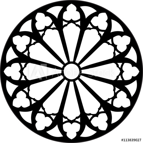 500x500 Gothic Rosette Window Pattern, Vector Illustration