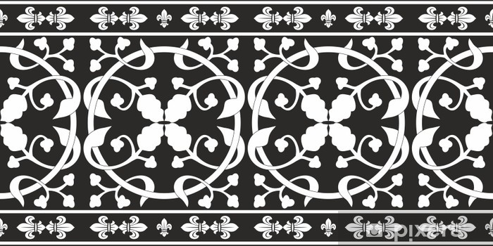 700x350 Seamless Black And White Gothic Floral Vector Pattern Sticker
