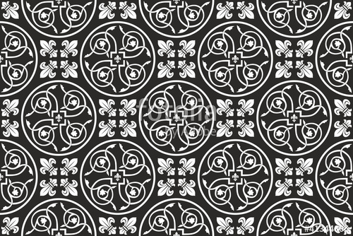 500x334 Black And White Seamless Gothic Pattern With Fleur De Lis Stock
